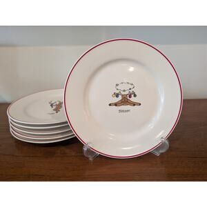 Set of 6 Vintage Rainbow Mountain Santa’s Reindeer Salad / Dessert Plates – 8"